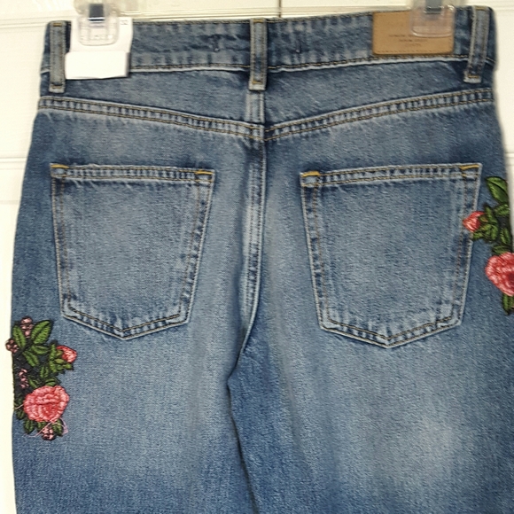 Zara Relaxed Embroidered Sequin Distressed Jeans - Picture 5 of 8